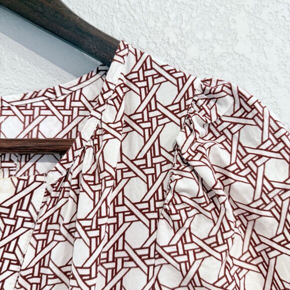 Anthropologie The Somerset Crimson Maxi Dress White Brown Size Small Tiered - Picture 5 of 8